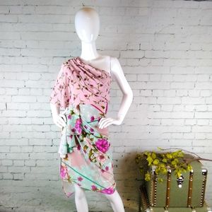 Belle Badgley Mischka One Shoulder Floral Dress 0